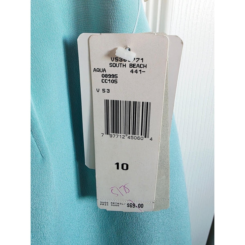 Rena Rowan 10 Vintage 100% Silk Pencil Skirt Aqua Blue South Beach NWT - Picture 7 of 15